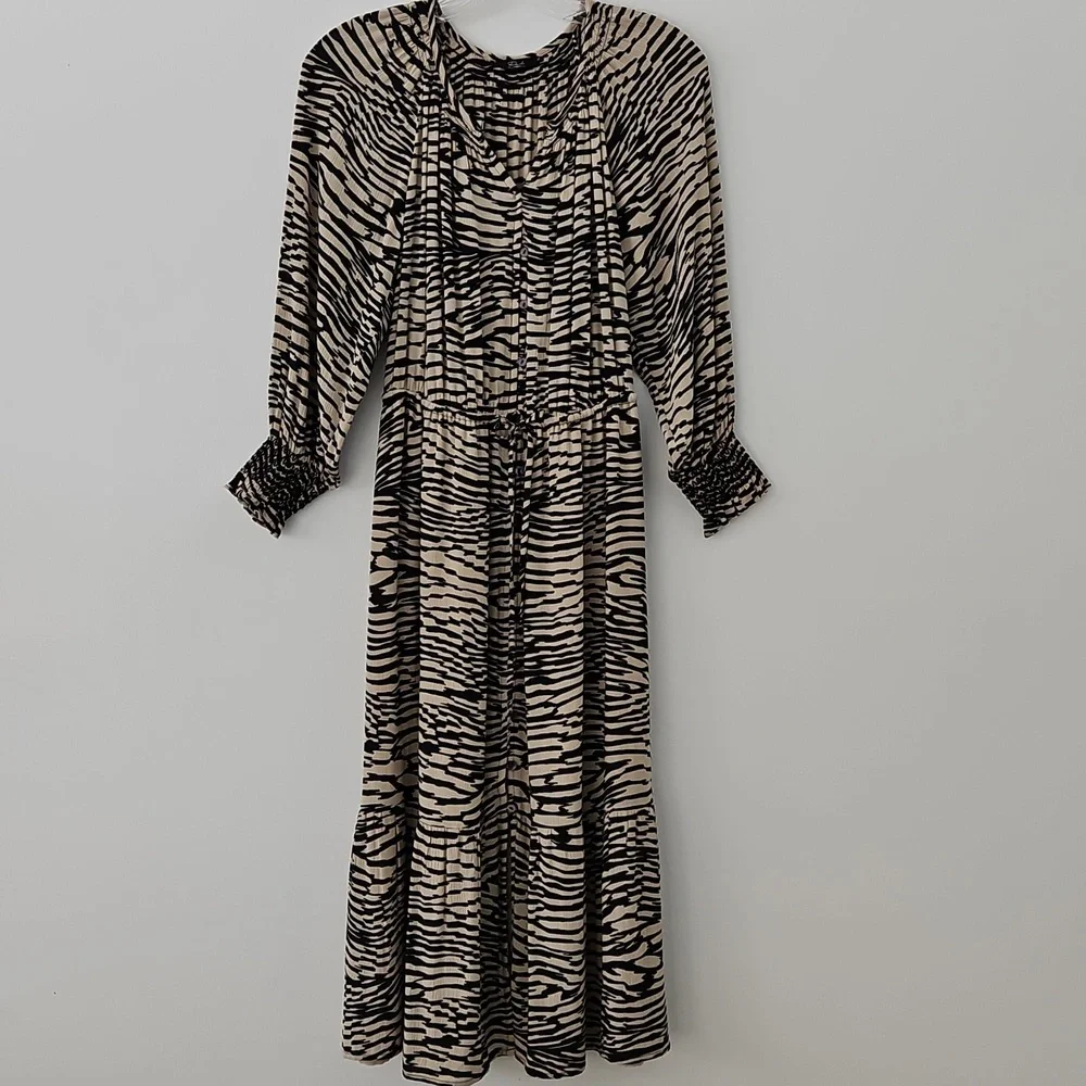 Rails CeCe Sandstone button-front midi dress animal print size small‎